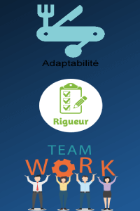 soft skill: adaptabilité, autonomie, rigueur, travail en équipe